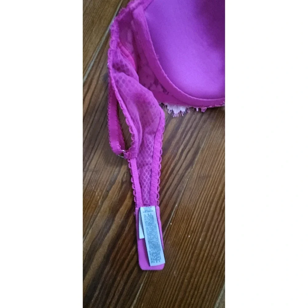 Victoria's Secret Dream Angel bra sz 36B hot pink white lace‎ floral